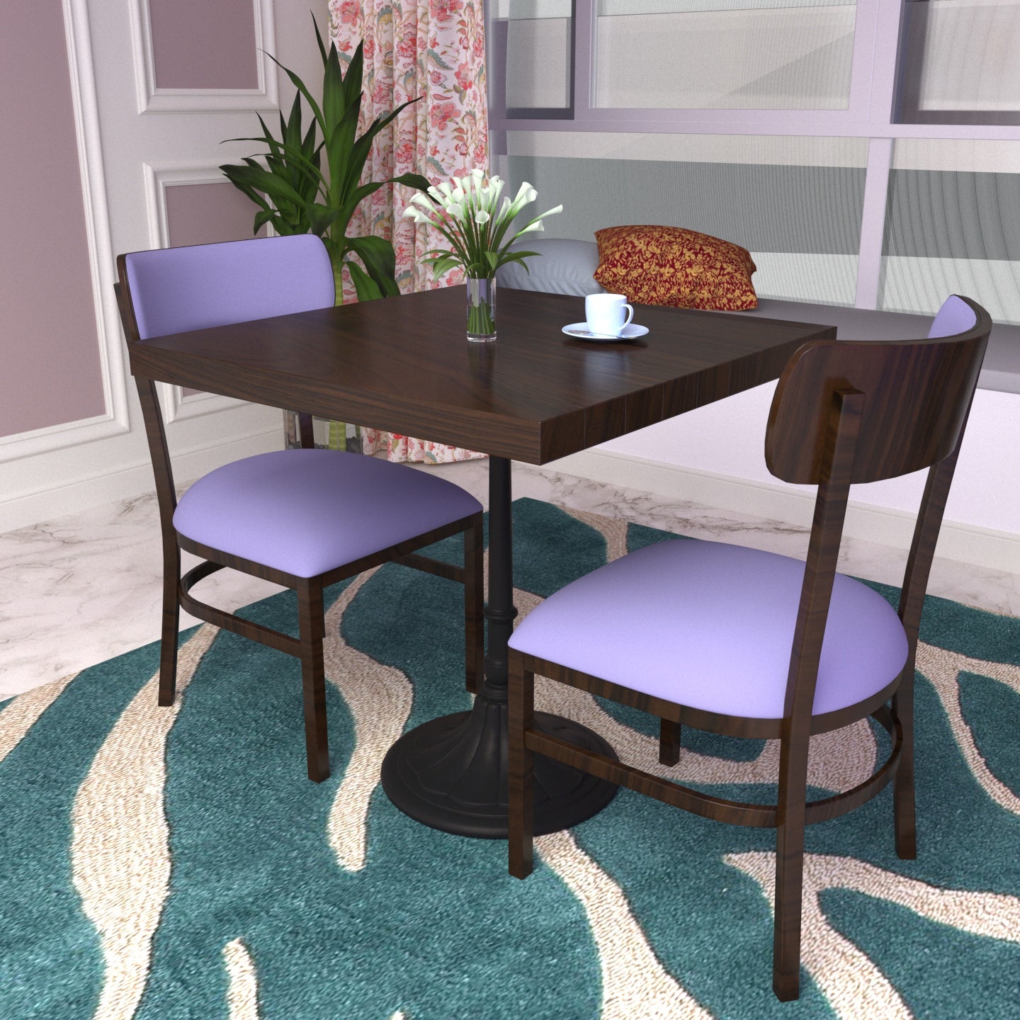 Morris Melt Simple Small Two Chair Complete Dining Set Dining Set