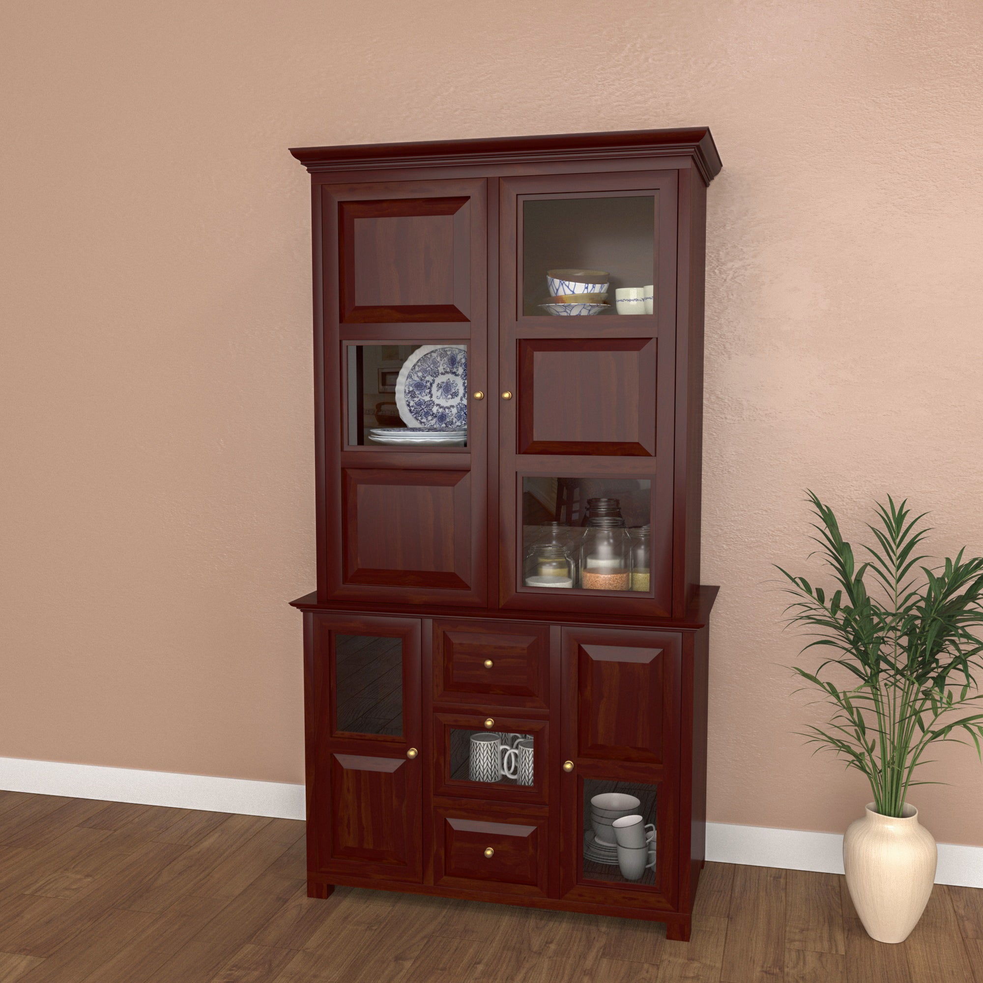 Vintage Dark Mahogany Finished Handmade Multistorage Wardrobe Wardrobe