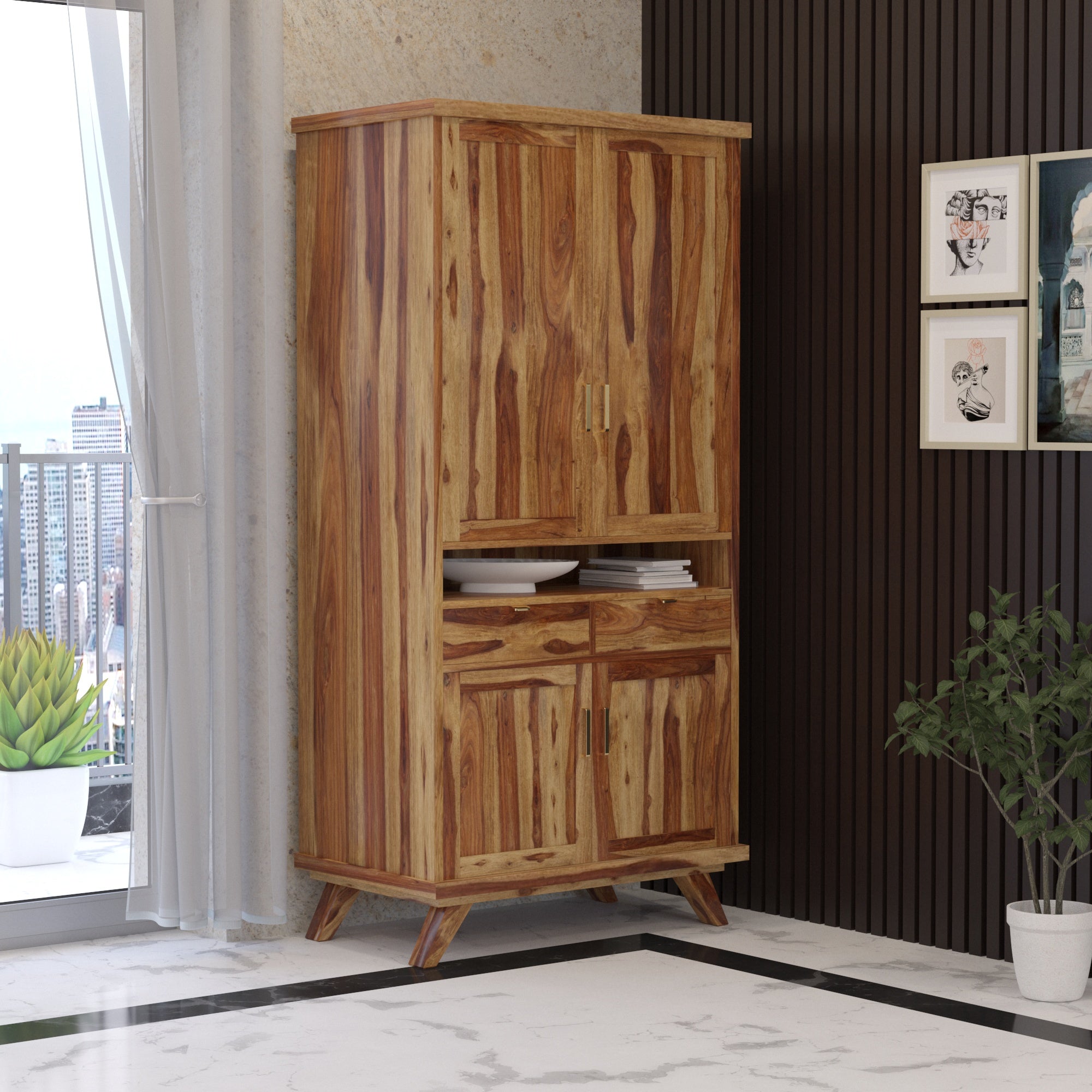 Unique Traditional Multi-Storage Wooden Handmade Wardrobe Wardrobe
