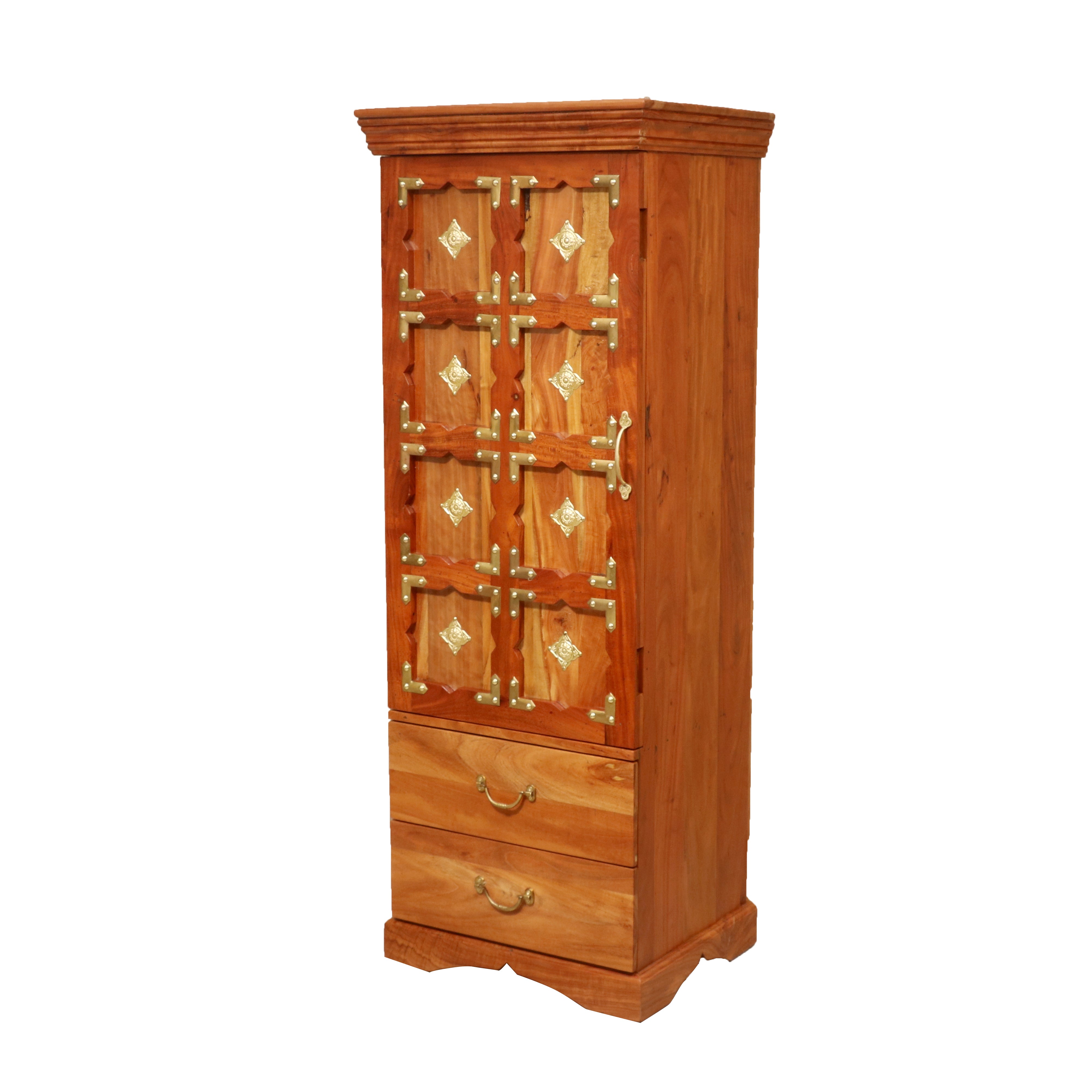 Natural Tone Solid Wood Rustic Cabinet Showcase