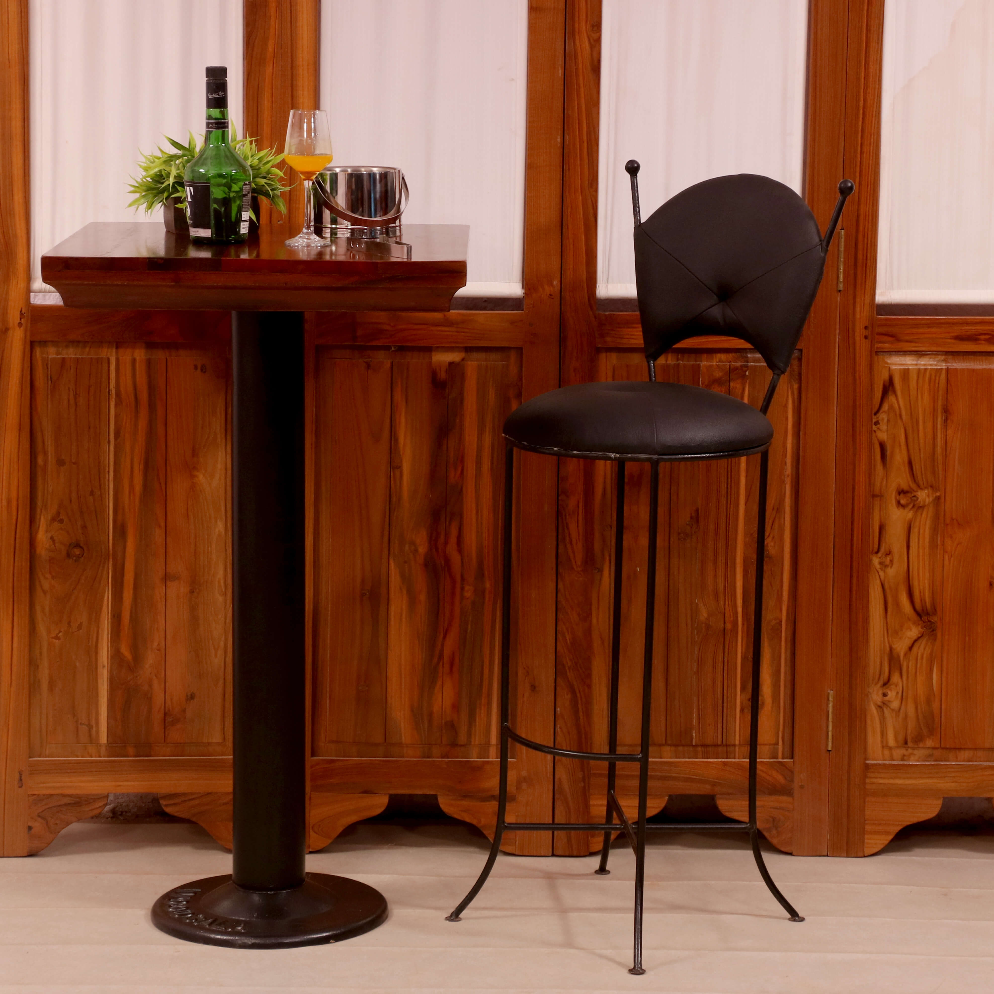 Dior Antique Handmade Wooden Bar Chair (Black) Bar Chair