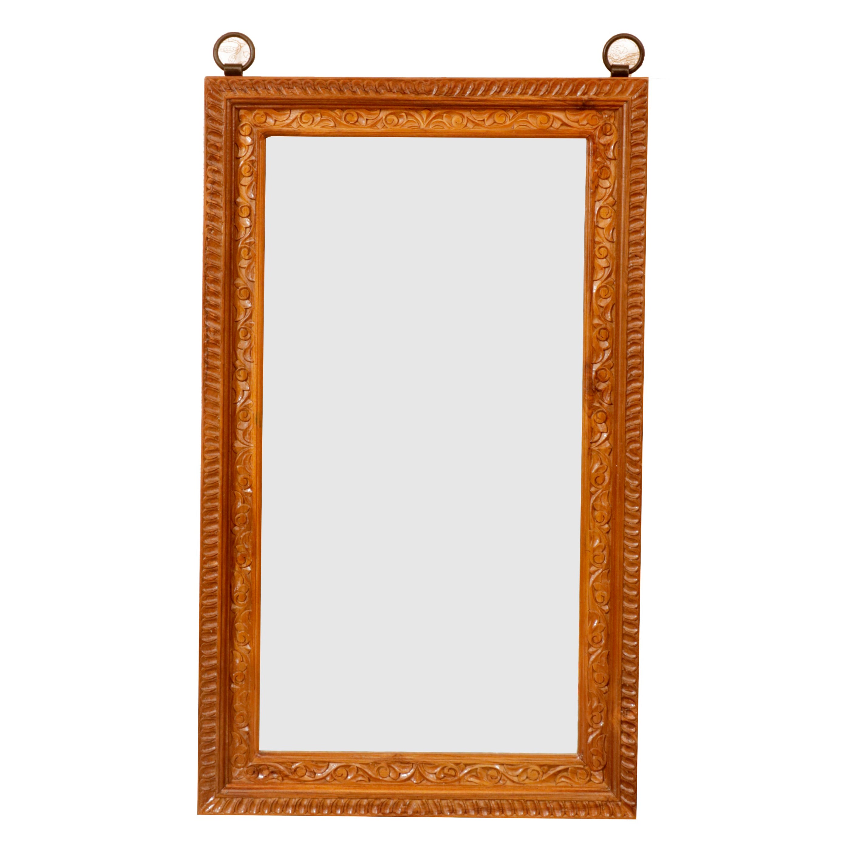 Solid Teak leafy pattern boundary Mirror Mirror