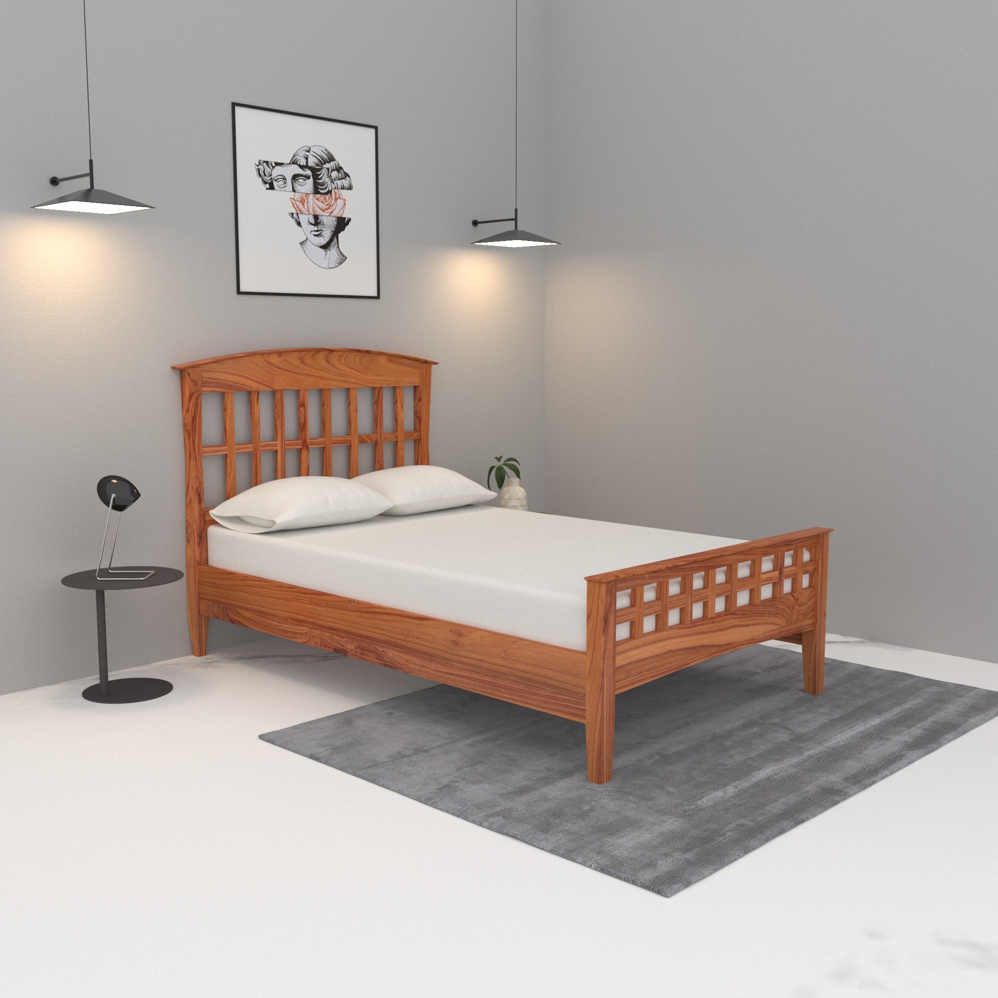 Teak Wood Single Bed in Light Brown Finish Bed