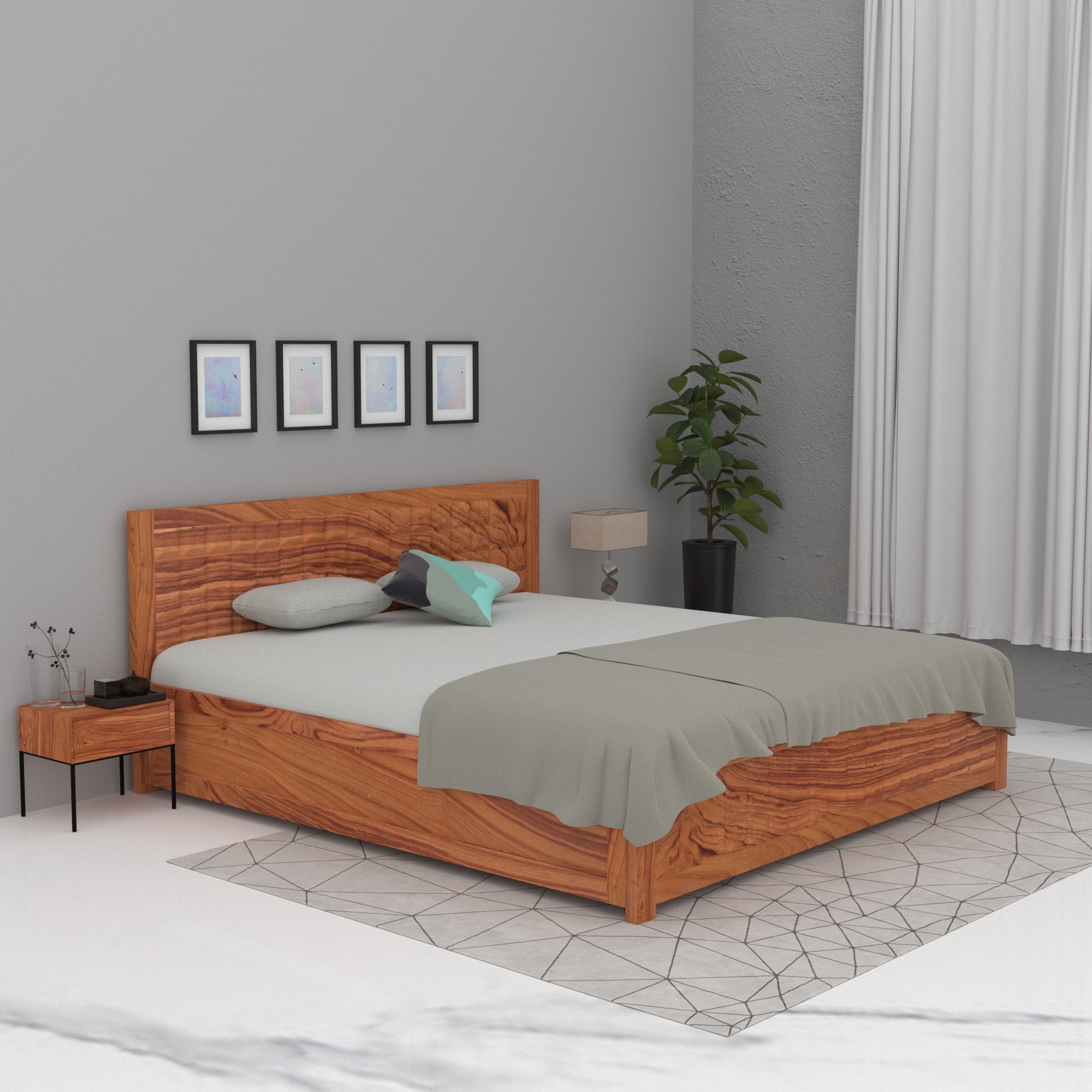 Wooden Contemporary Teak regal designed Bed Bed