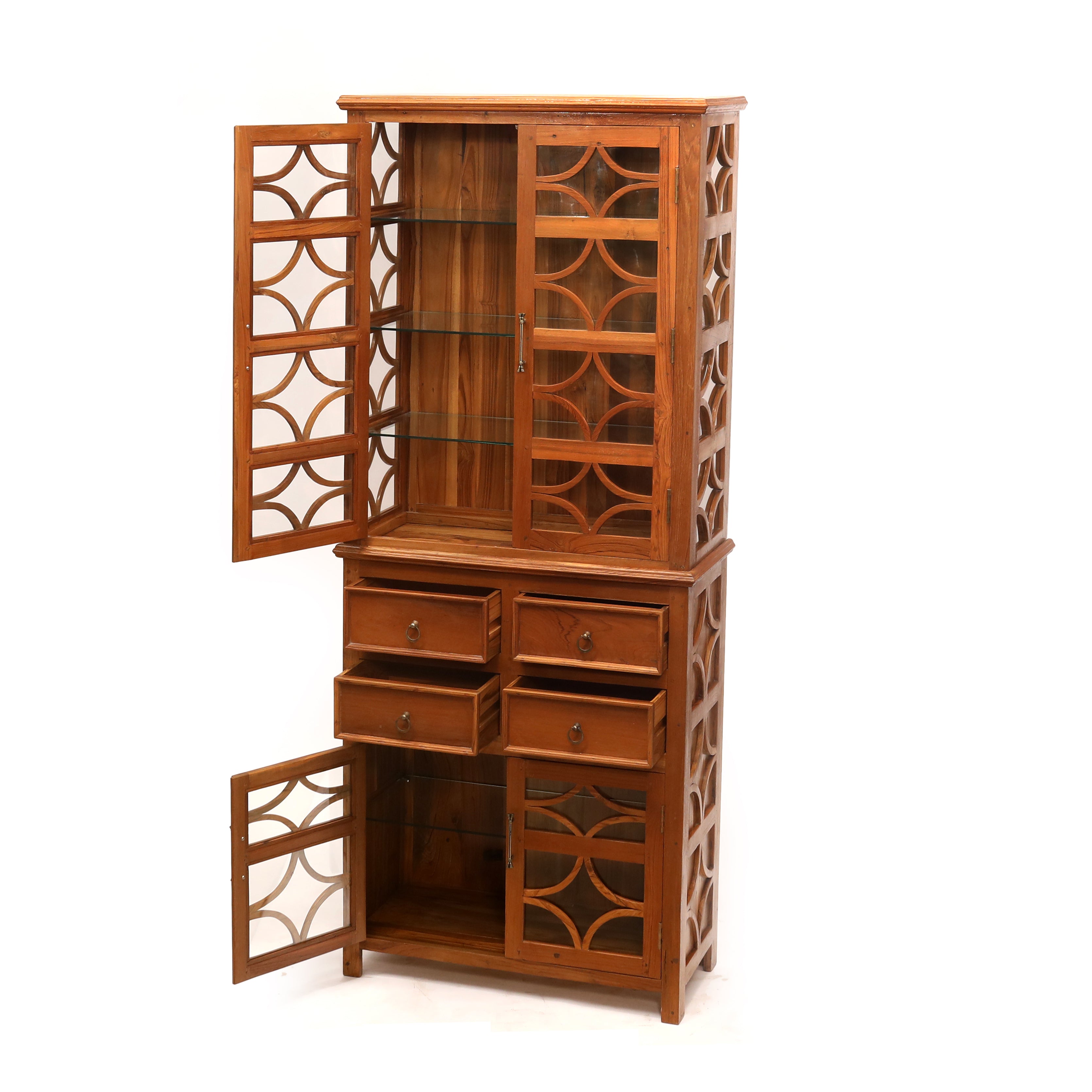 2-Part Drawers and Double-Doors Cabinet Showcase