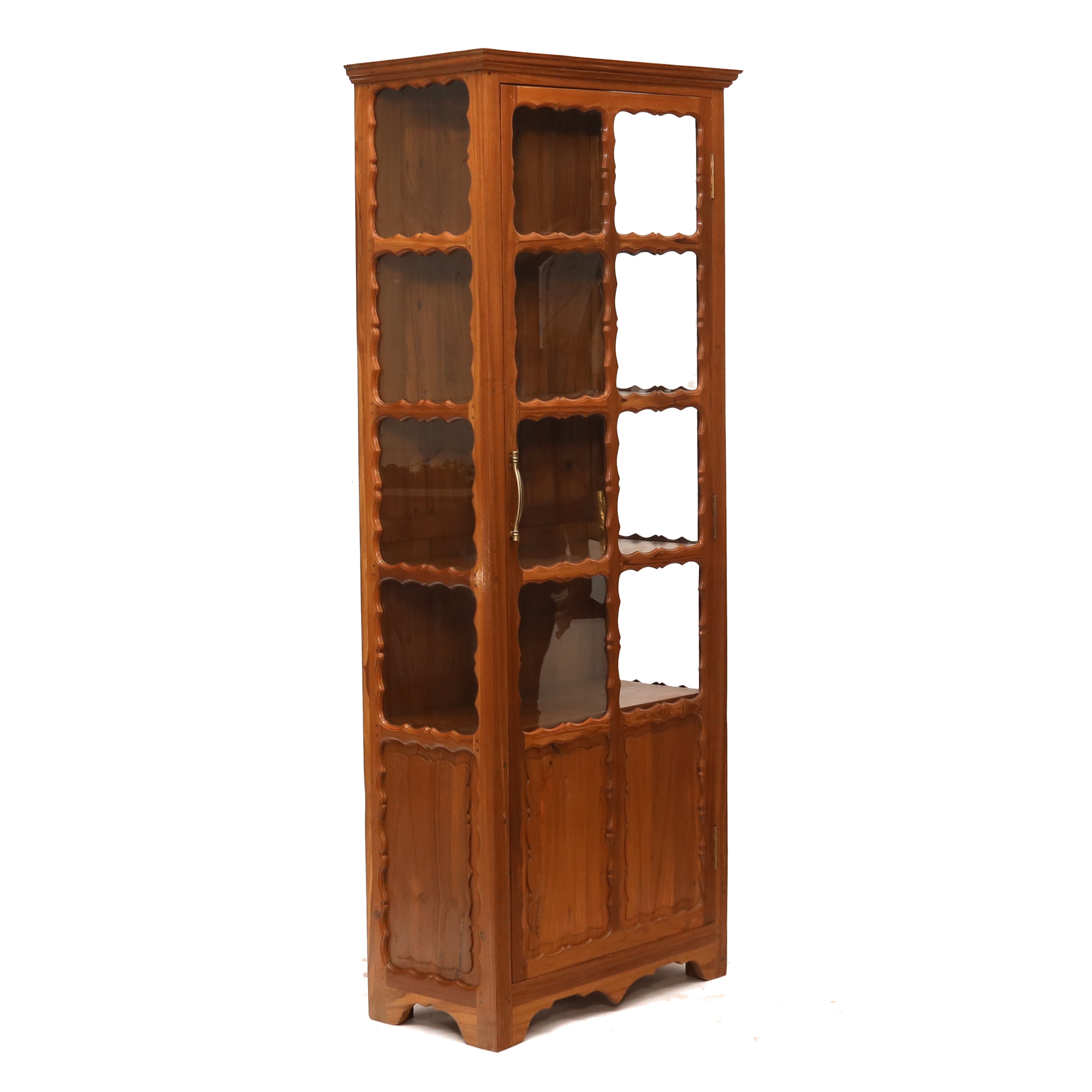 Traditional Glass Teak Display Cabinet Showcase