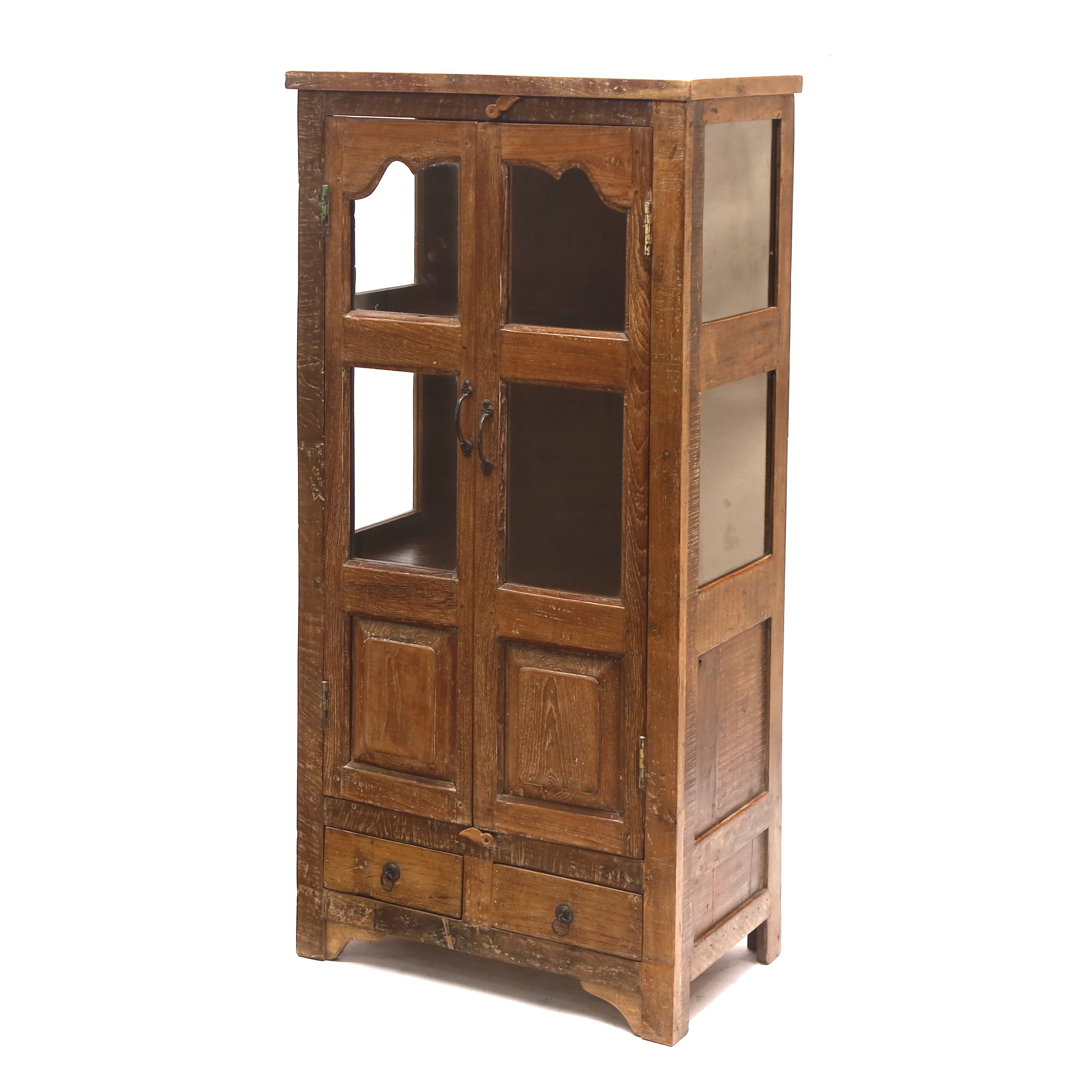 2-Drawer White distressed Almirah Wardrobe